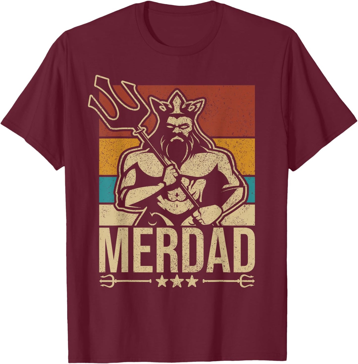 Merdaddy Mermaid Dad Costume Merman Fathers Day Party Outfit T-Shirt - T-Shirt | Maroon