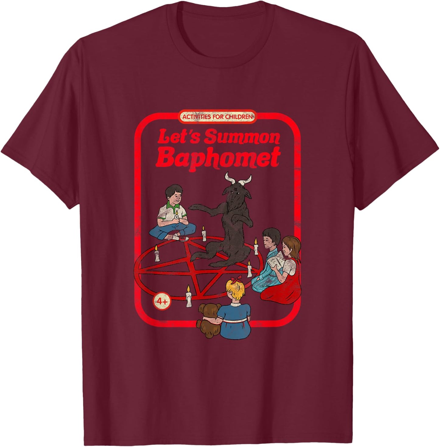 Let's Summon Baphomet Vintage Childgame Horror Goth Punk , black T-Shirt - T-Shirt | Maroon