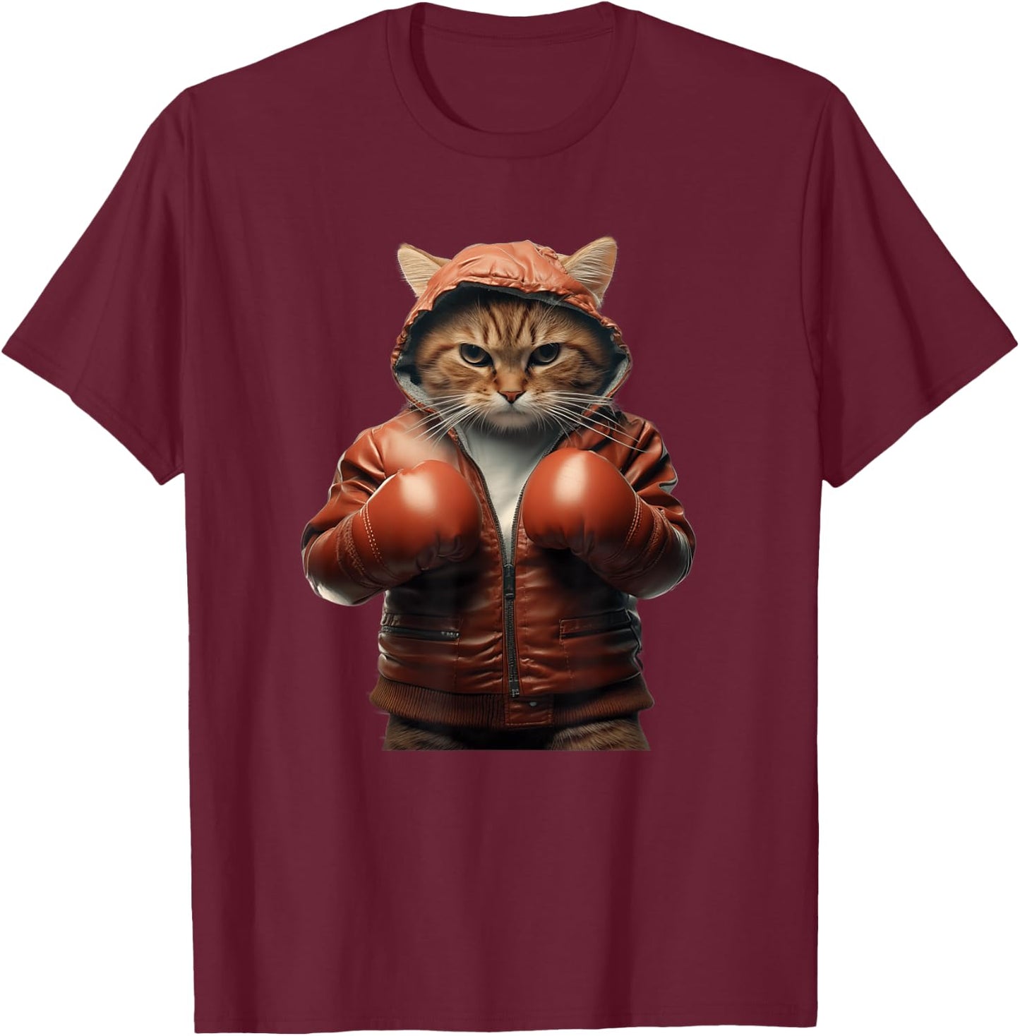 Funny boxing cat with boxing gloves Women Girls Kids T-Shirt - T-Shirt | Maroon