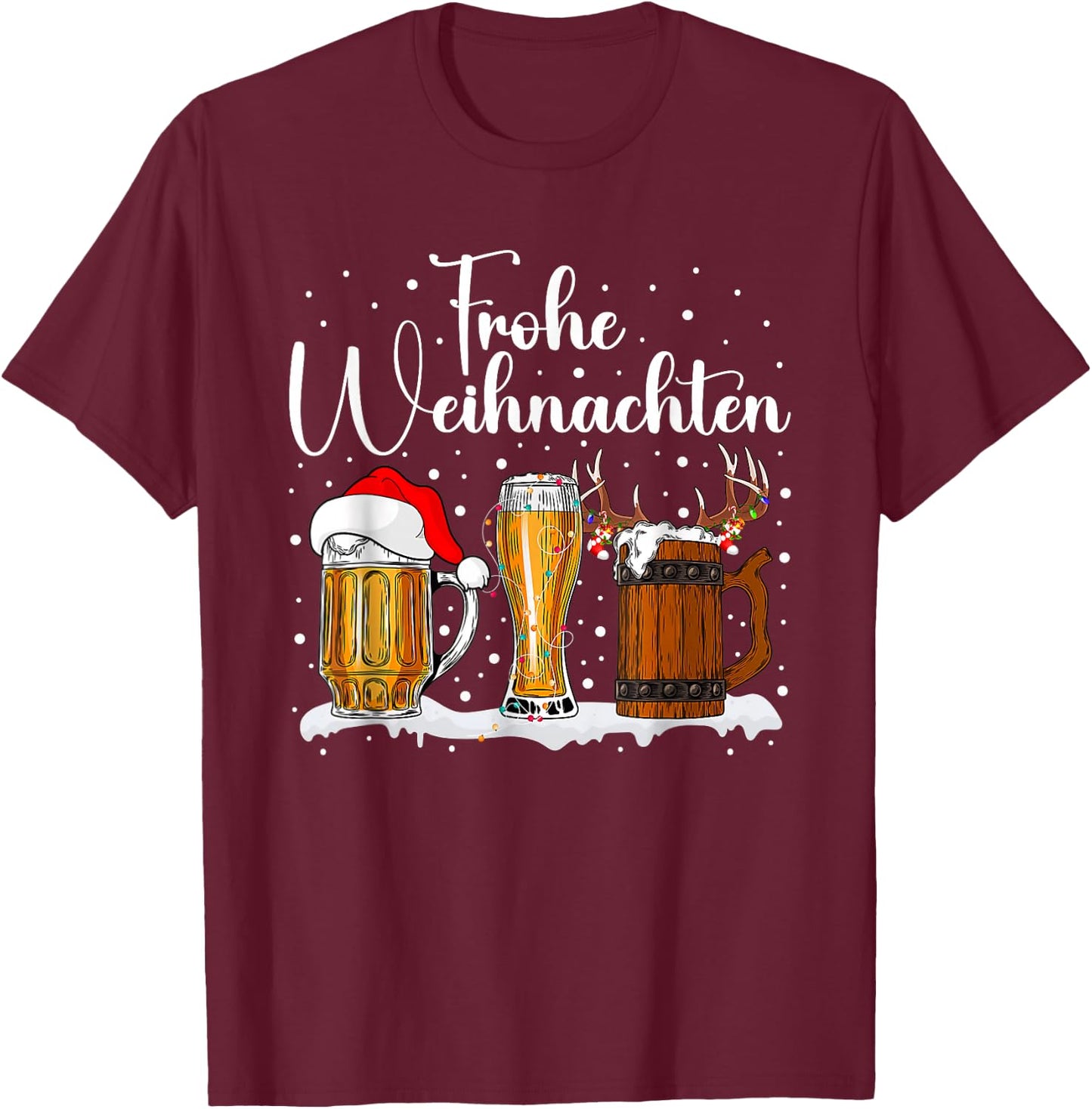 Christmas Outfit Men's Christmas Beer Gifts Men's , black T-Shirt - T-Shirt | Maroon