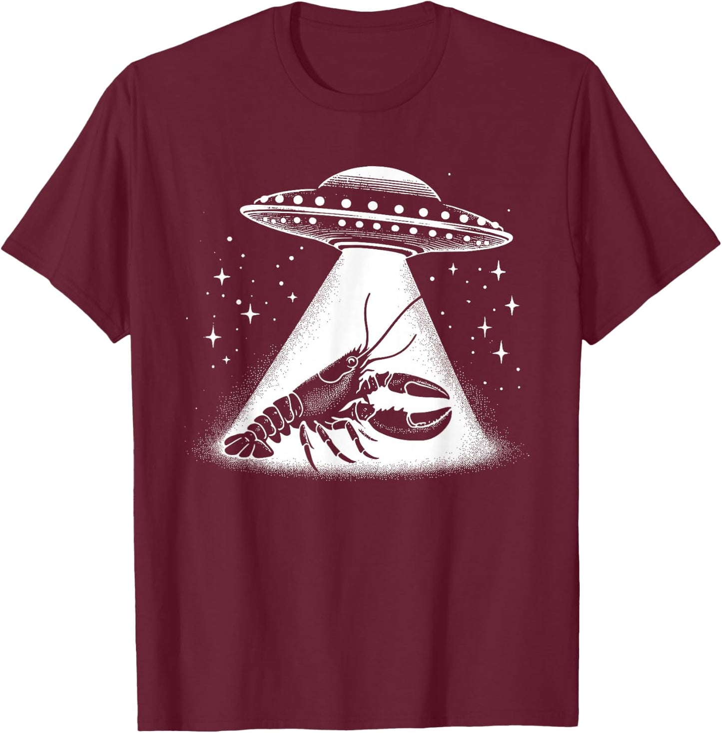 Lobster Dad Mom Lover - Funny Alien UFO T-Shirt - T-Shirt | Maroon