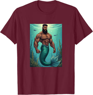 LGBTQ Transgender Gay Muscle African Mermaid Gay Merman T-Shirt - T-Shirt | Maroon