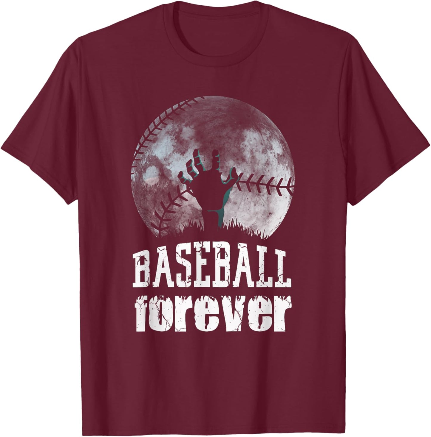Baseball Forever! Zombie Baseball Player T-Shirt - T-Shirt | Maroon