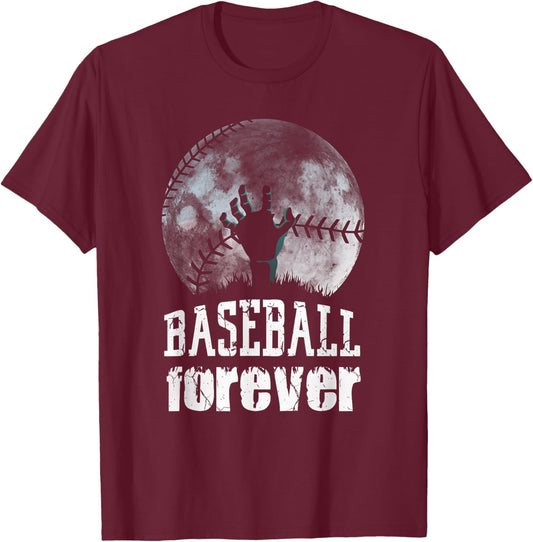 Baseball Forever! Zombie Baseball Player T-Shirt - T-Shirt | Maroon