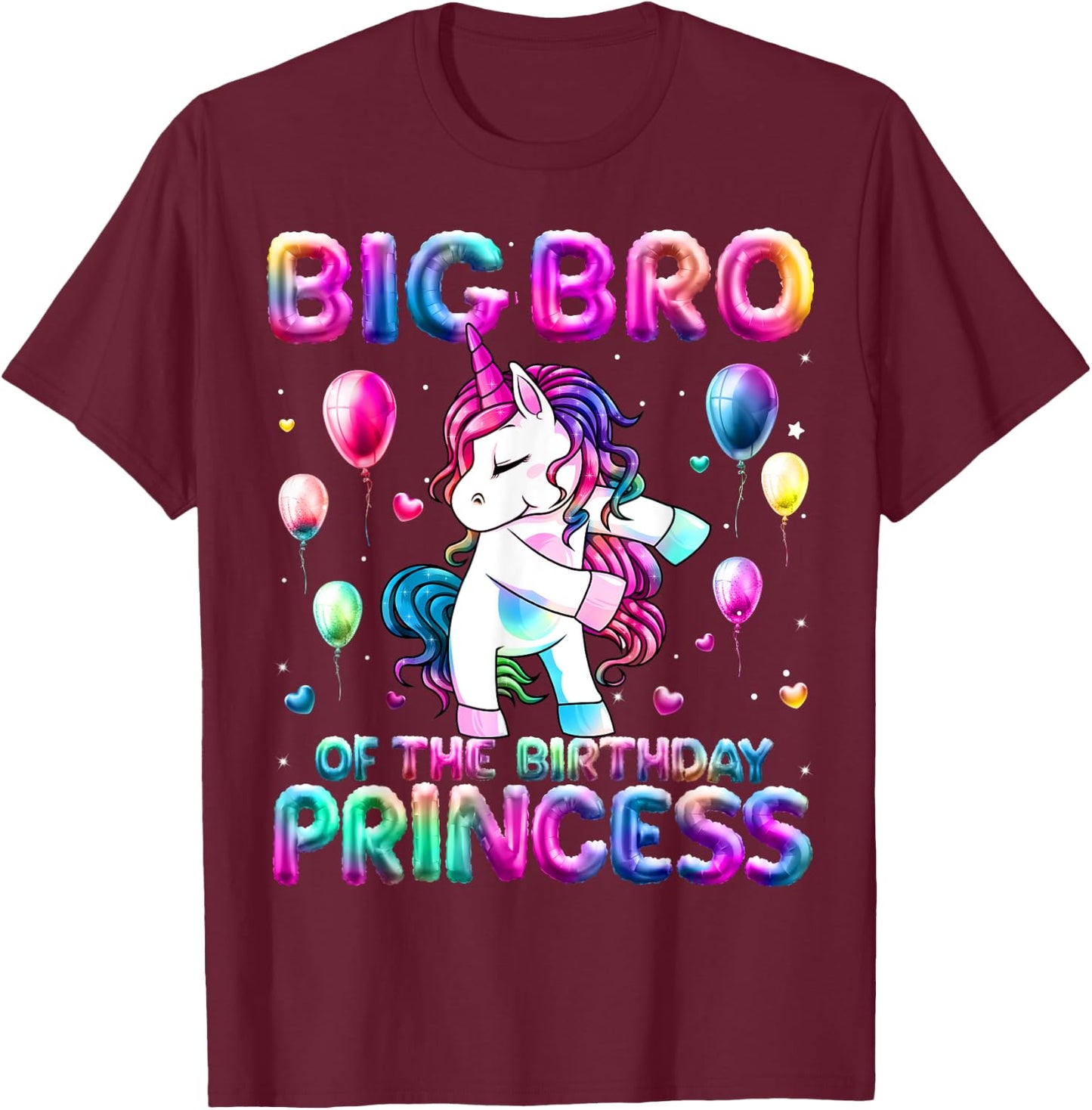 Brother of the Birthday Princess Girl Flossing Unicorn Bro T-Shirt - T-Shirt | Maroon