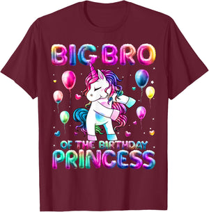 Brother of the Birthday Princess Girl Flossing Unicorn Bro T-Shirt - T-Shirt | Maroon