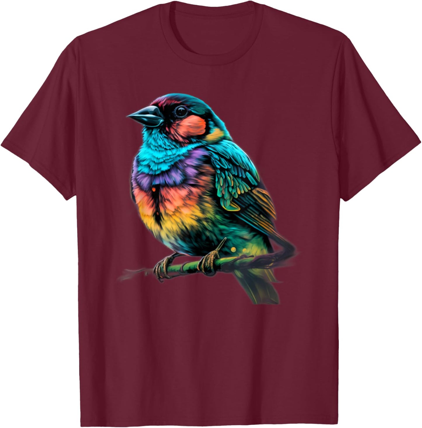 Cute Garden Hummingbird Gifts Colorful Finch T-Shirt - T-Shirt | Maroon