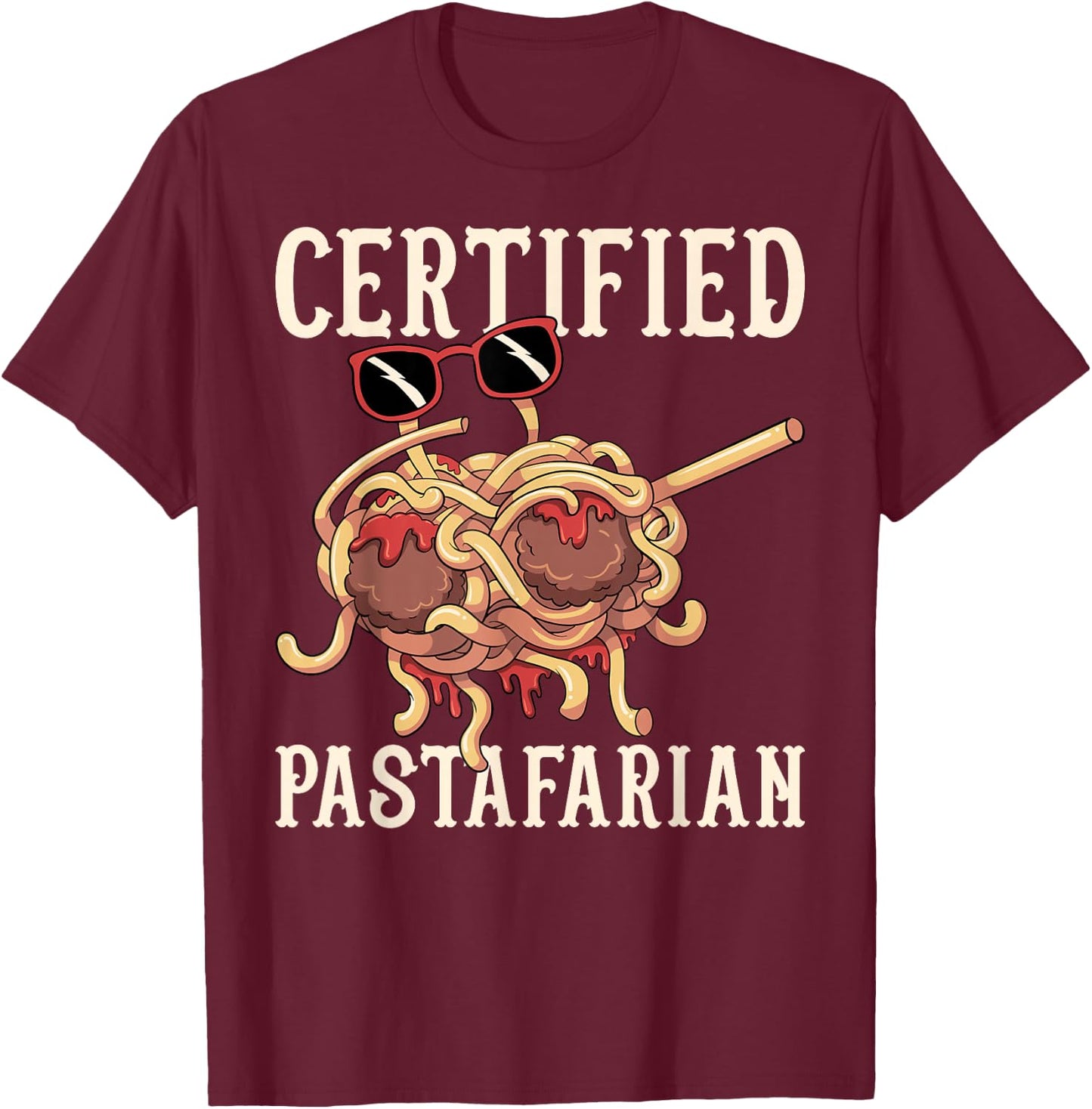 Dabbing Flying Spaghetti Monster zertifizierter Pastafari T-Shirt - T-Shirt | Maroon