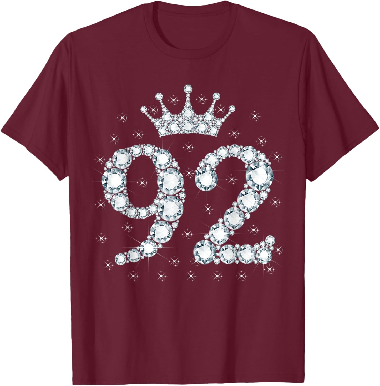 92 Crown 92 Years Old Happy 92nd Birthday Girl Women T-Shirt - T-Shirt | Maroon