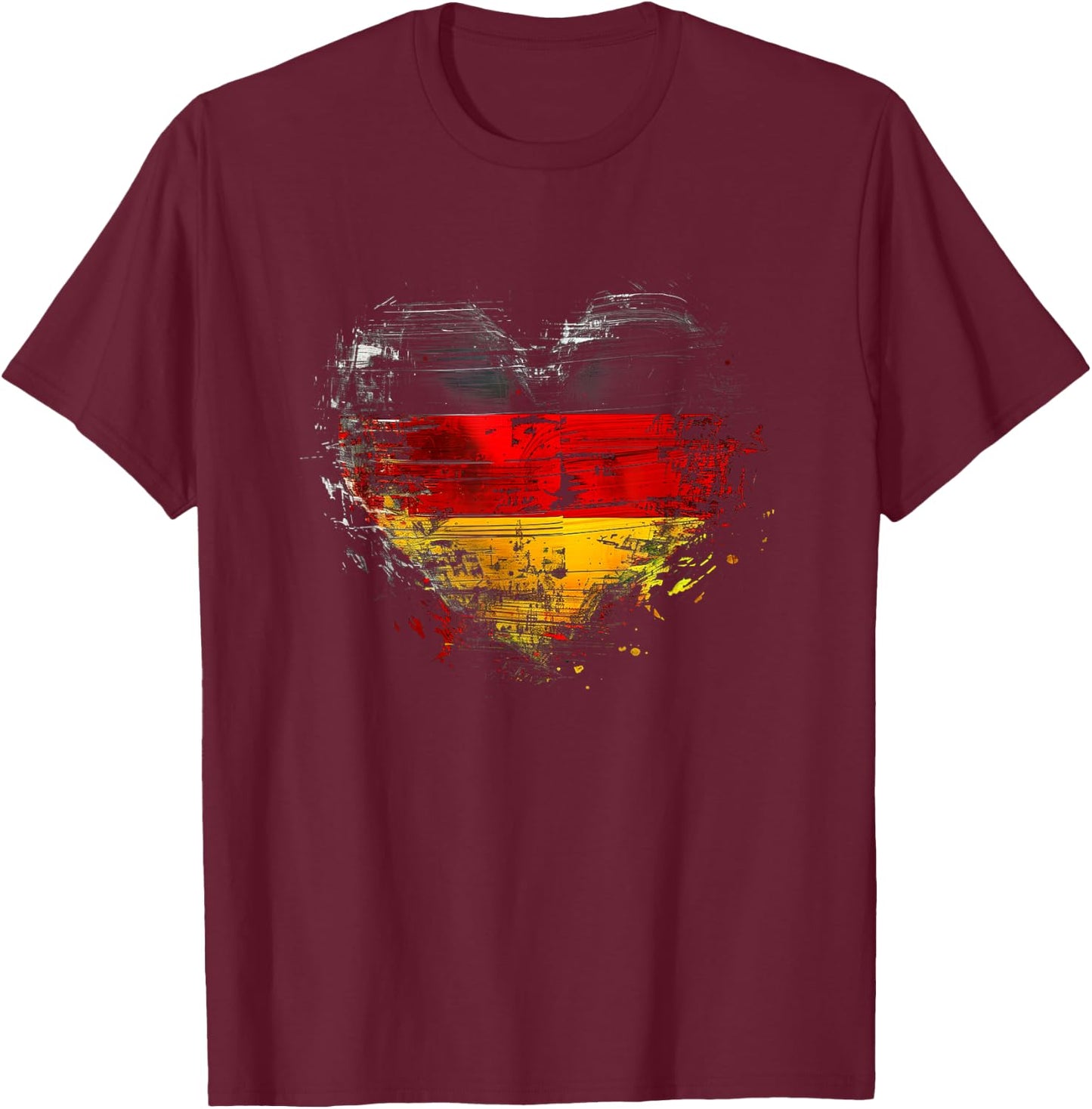 Deutschland Deutsche Flagge Herz T-Shirt - T-Shirt | Maroon
