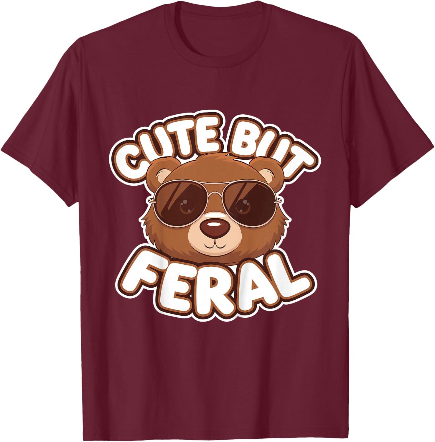 Cute Brown Bear Kids T-Shirt - T-Shirt | Maroon