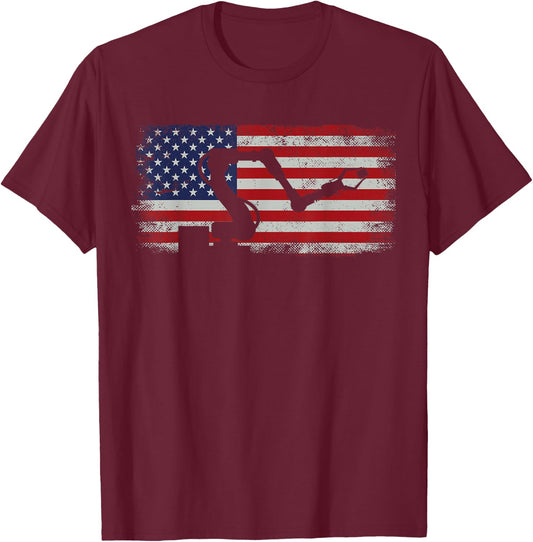 Robot Robotics Engineer American Flag Vintage T-Shirt - T-Shirt | Maroon