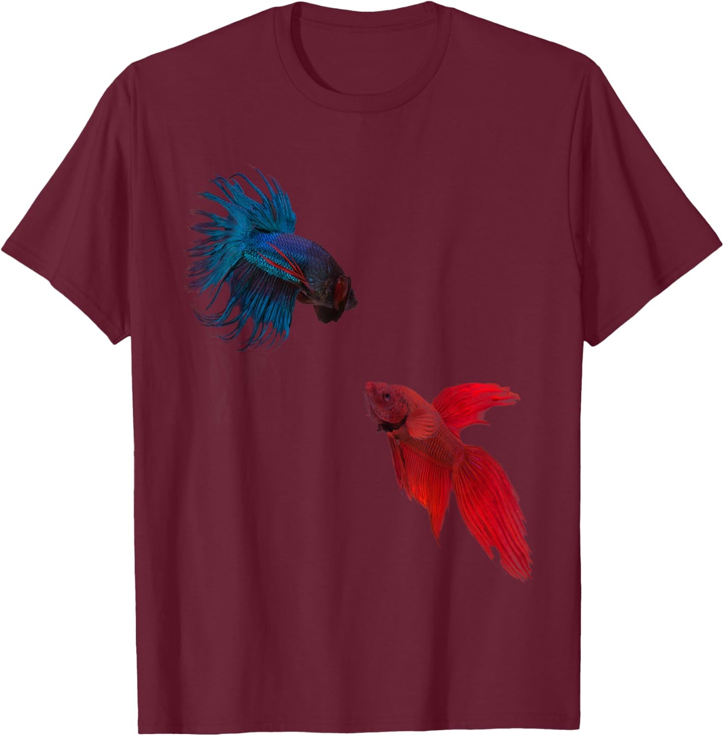 Red VS. Blue Betta Fish, Siamese Fighter Fish Gift T-Shirt - T-Shirt | Maroon