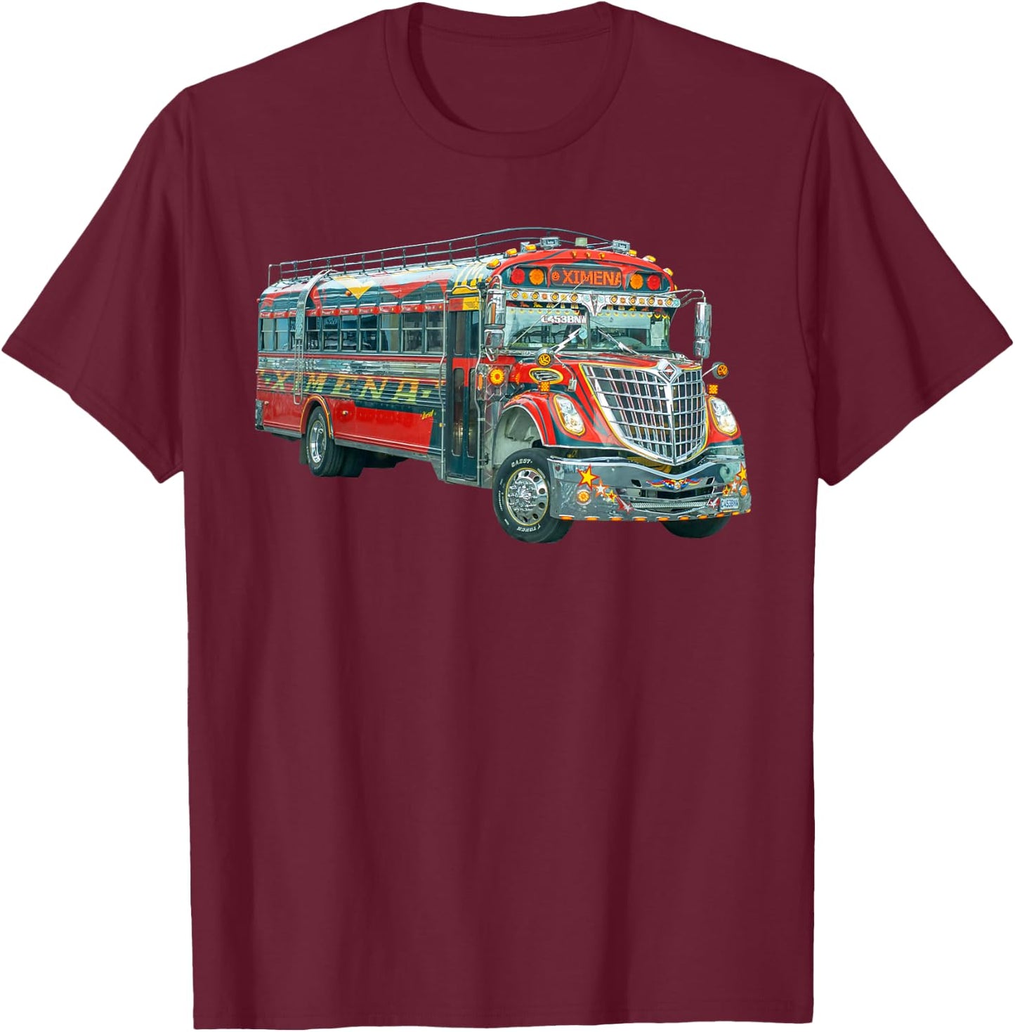 Chicken Bus Guatemala Chapin Quetzal Antigua Tikal Maya 502 T-Shirt - T-Shirt | Maroon