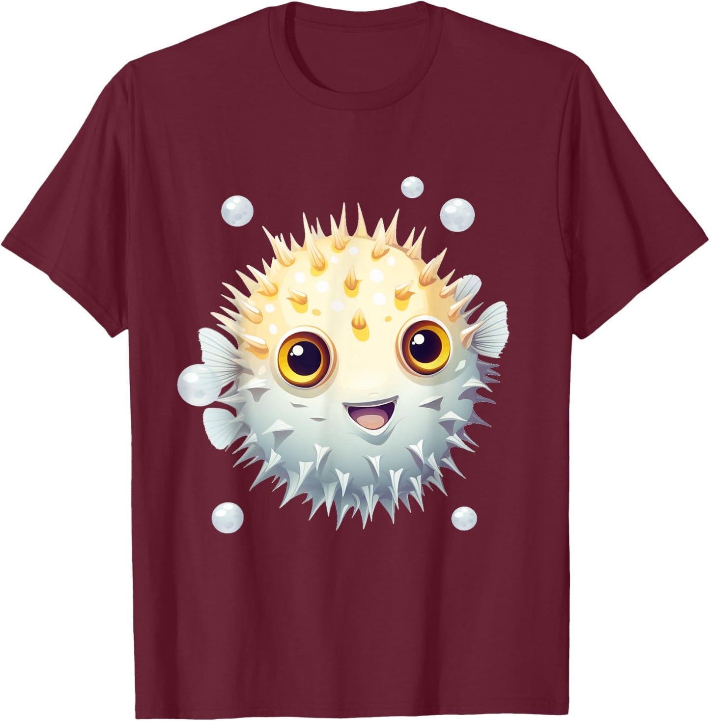 Cute Blowfish Easy Halloween Puffer Fish Costume Pufferfish T-Shirt - T-Shirt | Maroon