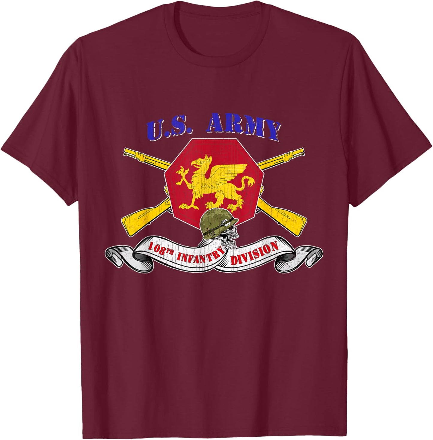 108th Infantry Division 108th ID Veteran Vintage Gifts T-Shirt - T-Shirt | Maroon