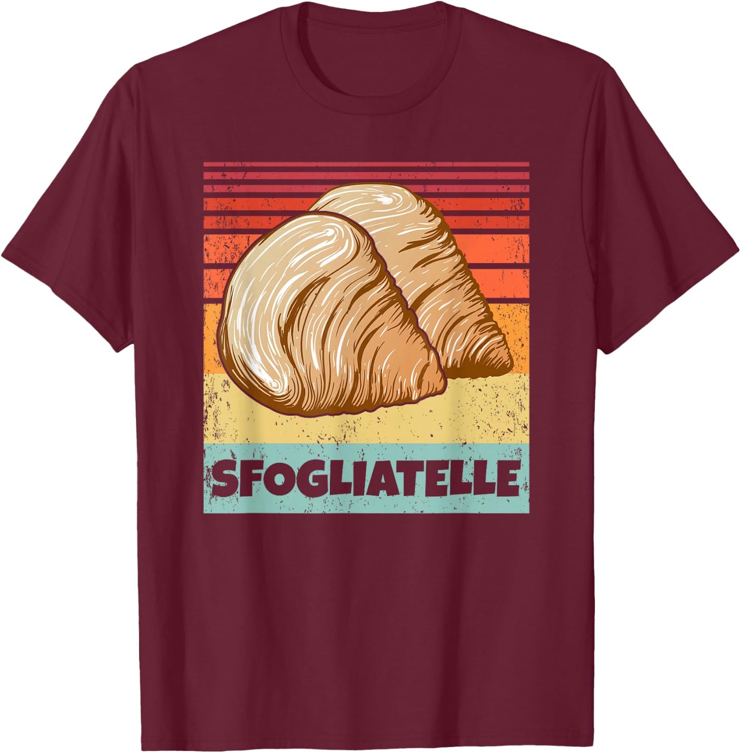 Retro Vintage Sfogliatelle | Italian Pastry Graphic T-Shirt - T-Shirt | Maroon