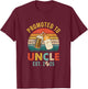 Promoted To Uncle Est 2025 Vintage New Uncle Fathers Day T-Shirt - T-Shirt | Maroon