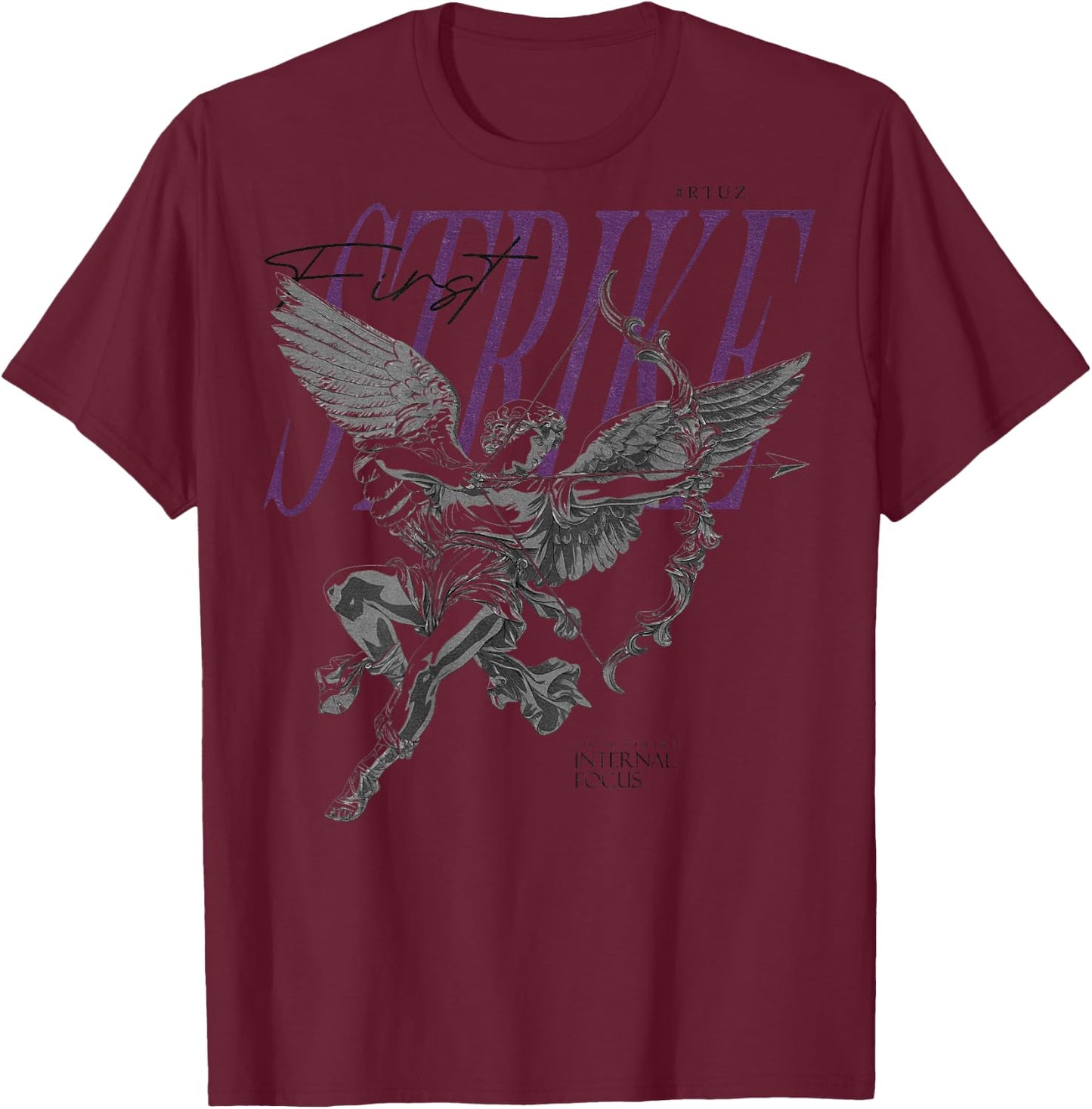 Hip Hop Angel Vintage Edgy Y2K Backprint Streetwear Angel T-Shirt - T-Shirt | Maroon