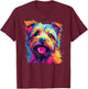 Watercolour Colourful Norfolk Terrier Dogs T-Shirt - T-Shirt | Maroon