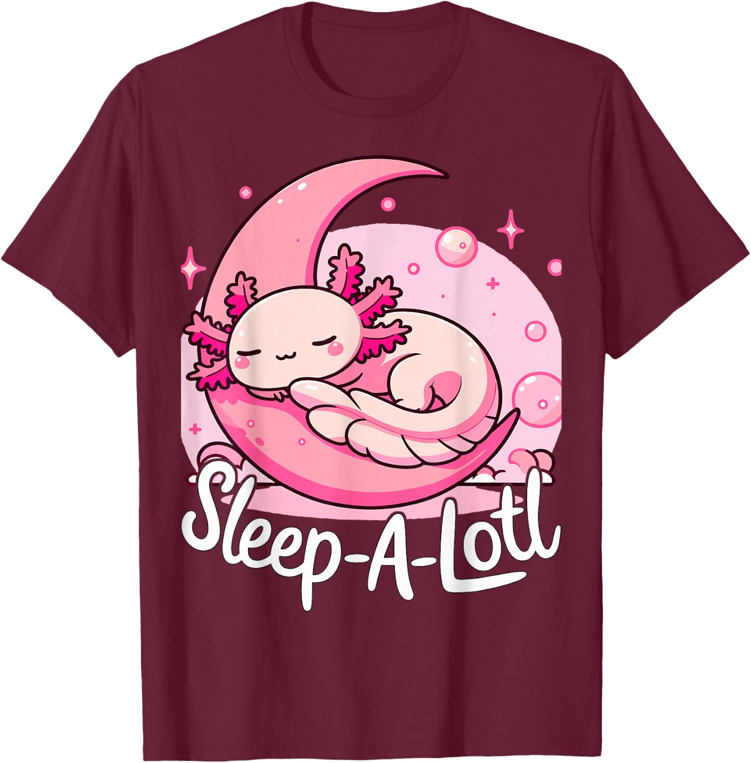 Sleep-A-Lotl Axoltol Sleaping T-Shirt - T-Shirt | Maroon
