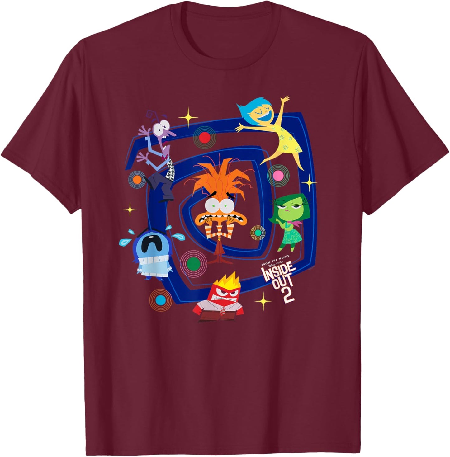 Disney and Pixar's Inside Out 2 Emotional Spiral Anxiety , Black, S T-Shirt - T-Shirt | Maroon