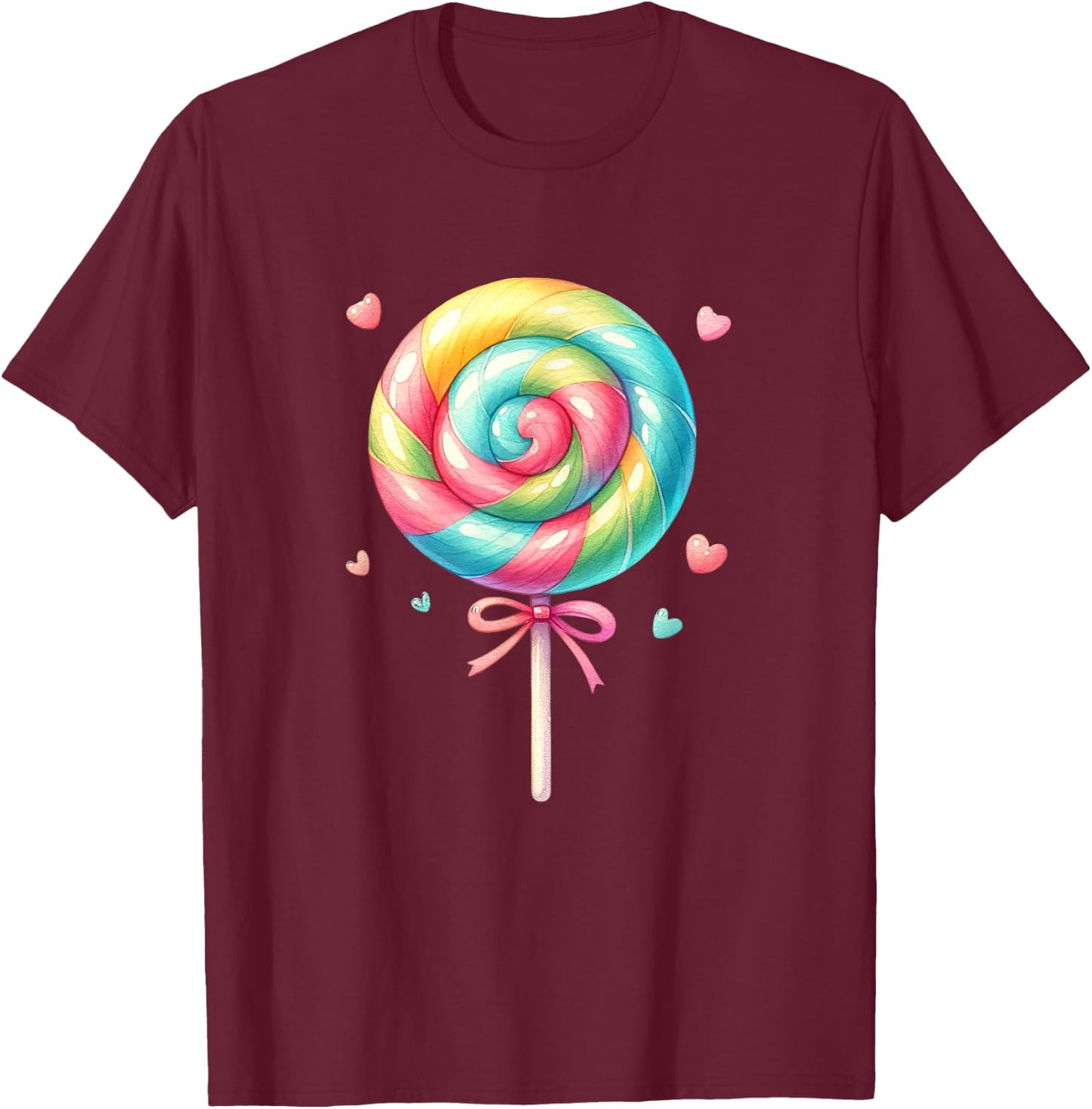 Lollipop Rainbow Candy Kids Girls Cute , black T-Shirt - T-Shirt | Maroon