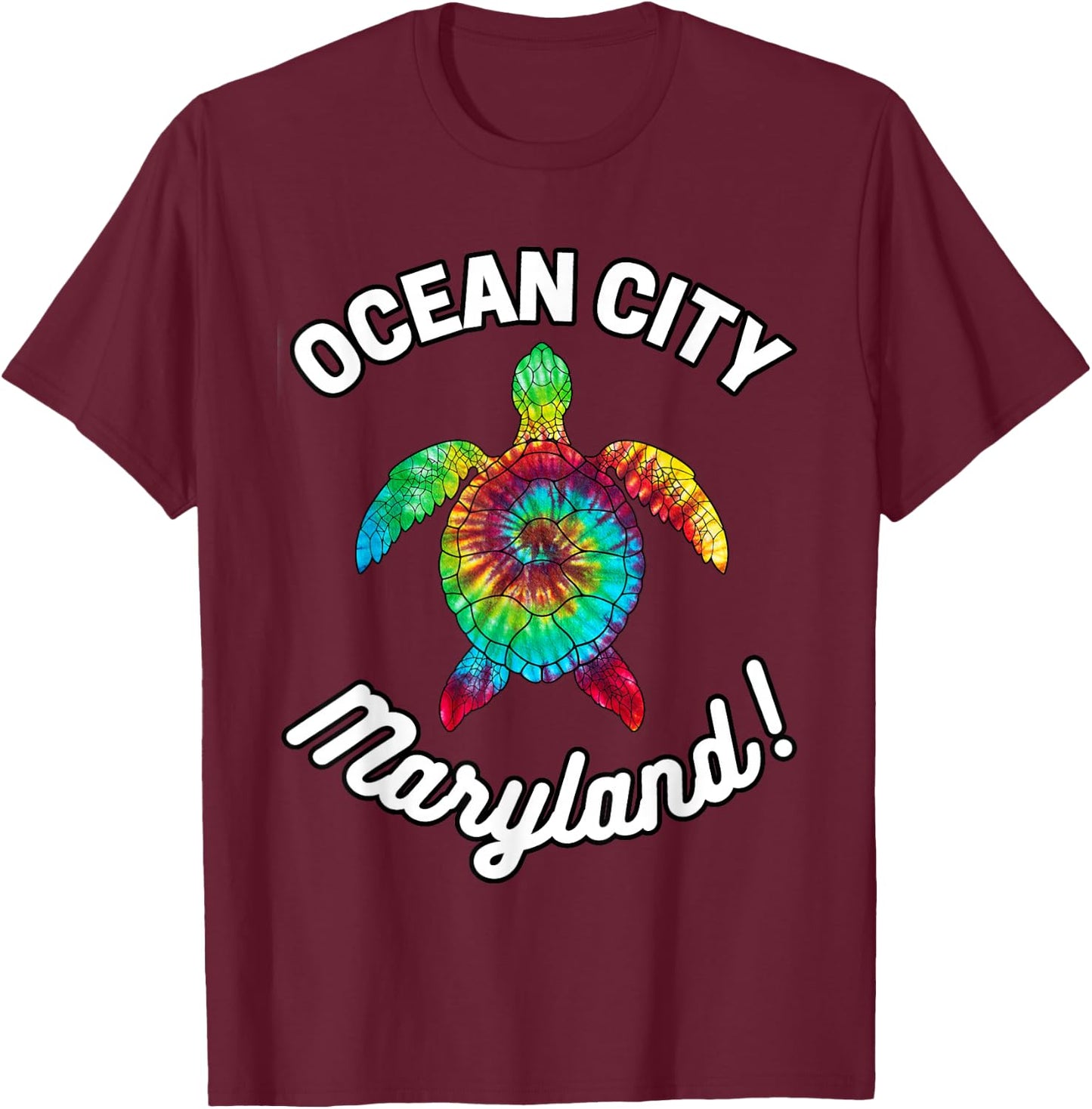 Ocean City Maryland Tie Dye Boho Turtle Turtles MD T-Shirt - T-Shirt | Maroon