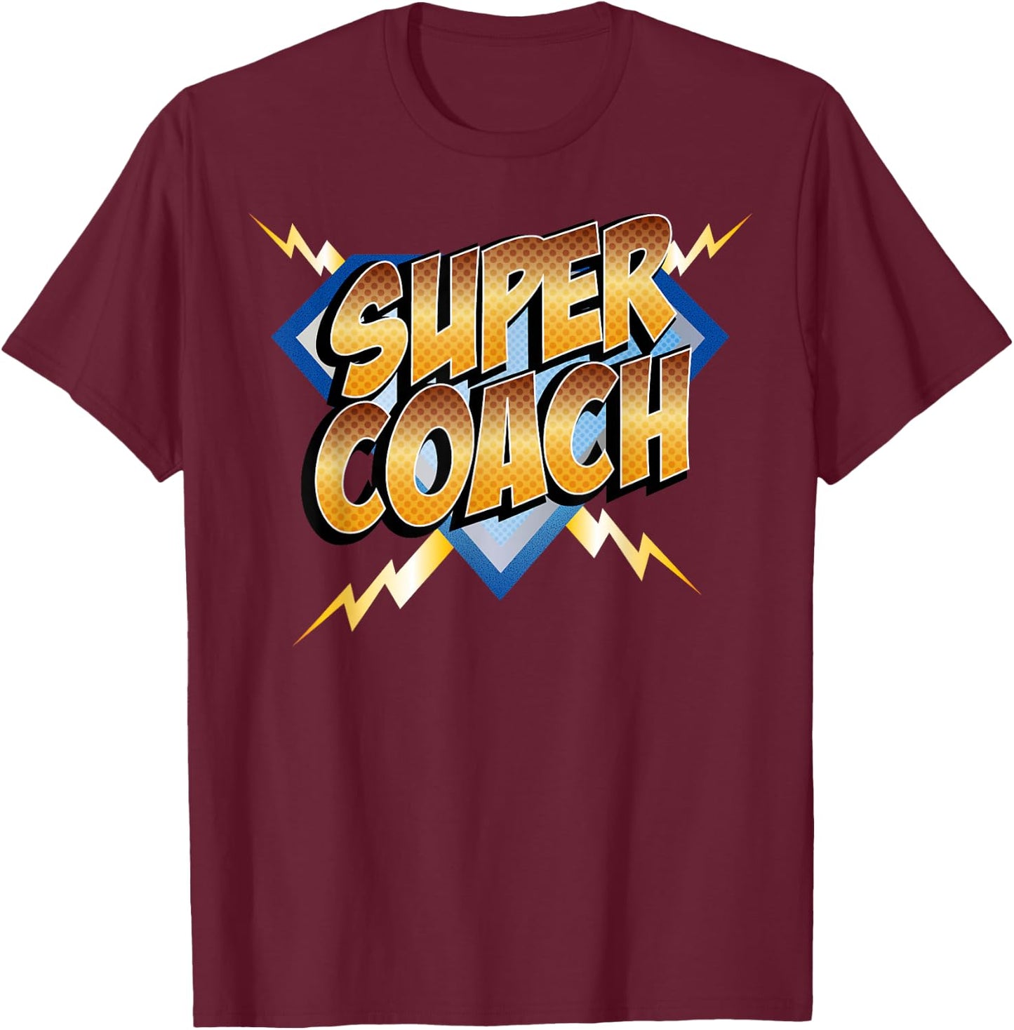 Super Coach Superhero Comic Book Sports Team T-Shirt - T-Shirt | Maroon