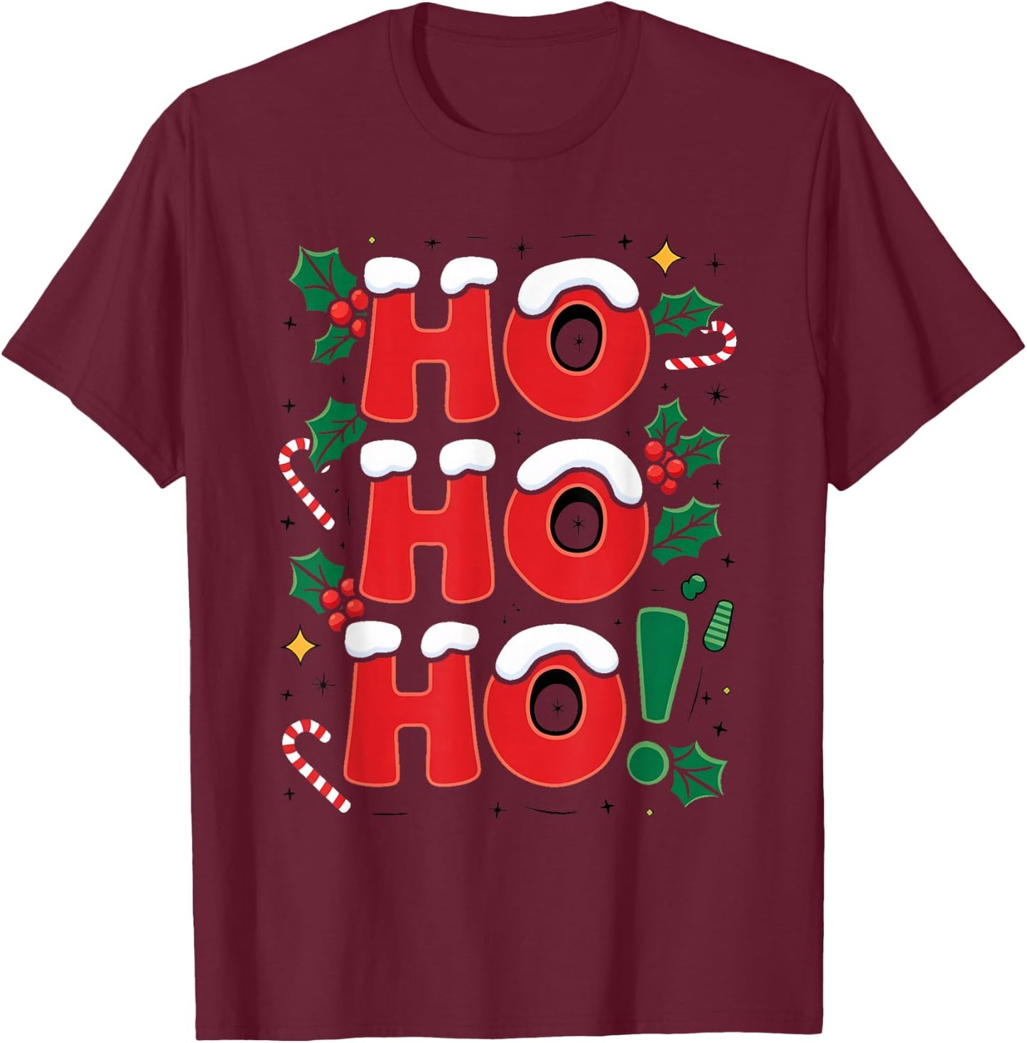 Happy "Ho Ho Ho" to Celebrate Christmas , Black, S T-Shirt - T-Shirt | Maroon