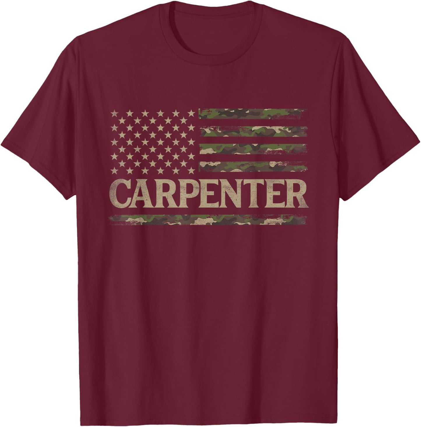 Camo Carpenter Camourflage USA Flag Fathers Day T-Shirt - T-Shirt | Maroon