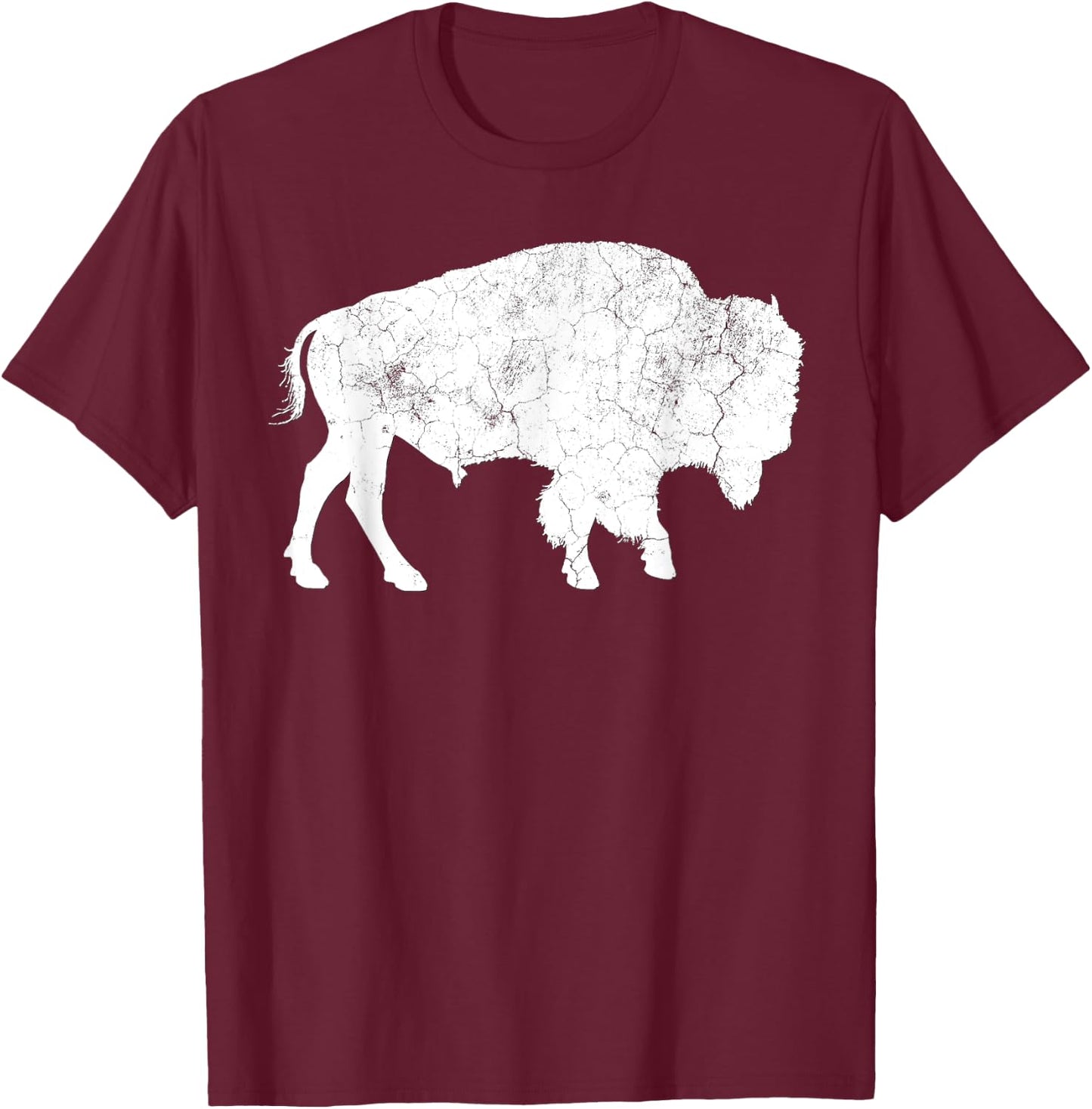 Distressed Buffalo Retro Bison Animal Lover Shirt Men Women T-Shirt - T-Shirt | Maroon