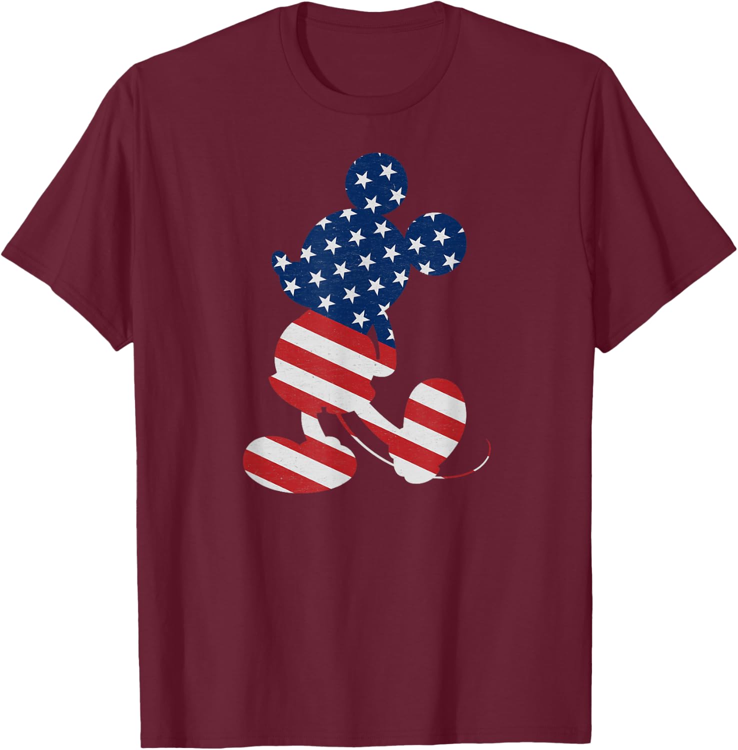 Disney Mickey Mouse American Flag USA T Shirt T-Shirt - T-Shirt | Maroon