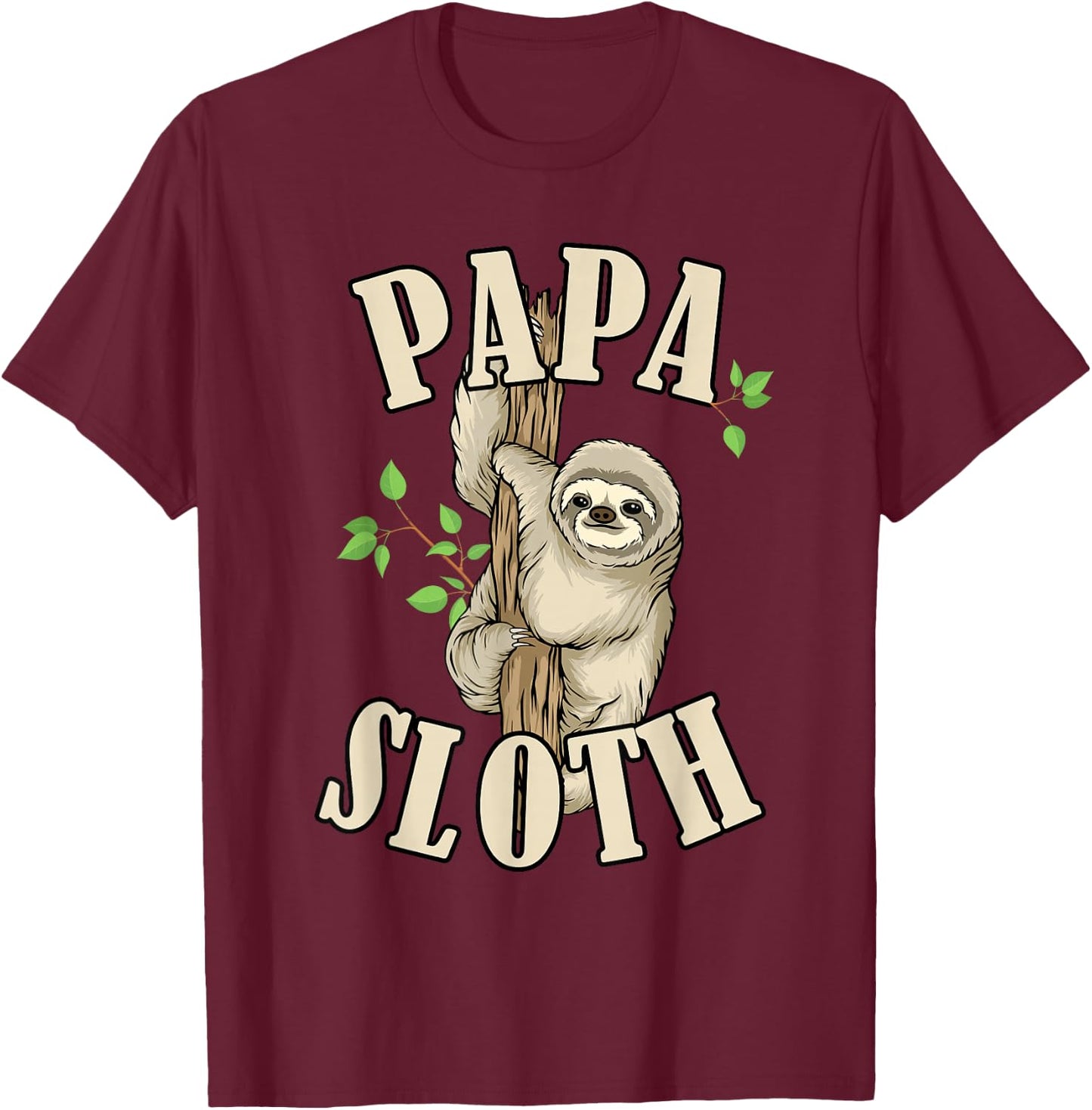 Papa Sloth Animal Lover Grandpa Sloth Papa T-Shirt - T-Shirt | Maroon