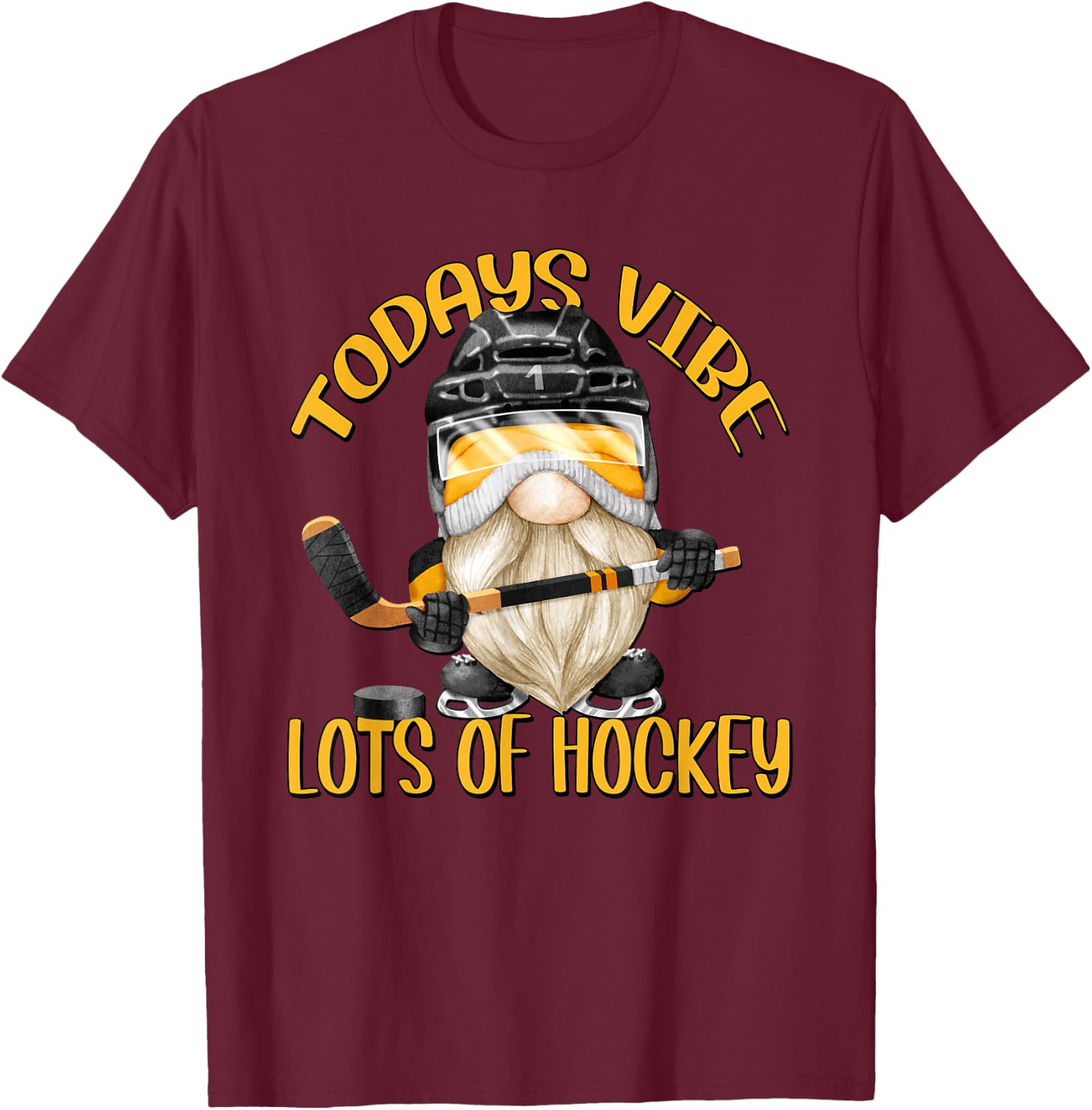 Funny Gnome Dad Hockey Saying And Hockey Coach T-Shirt - T-Shirt | Maroon