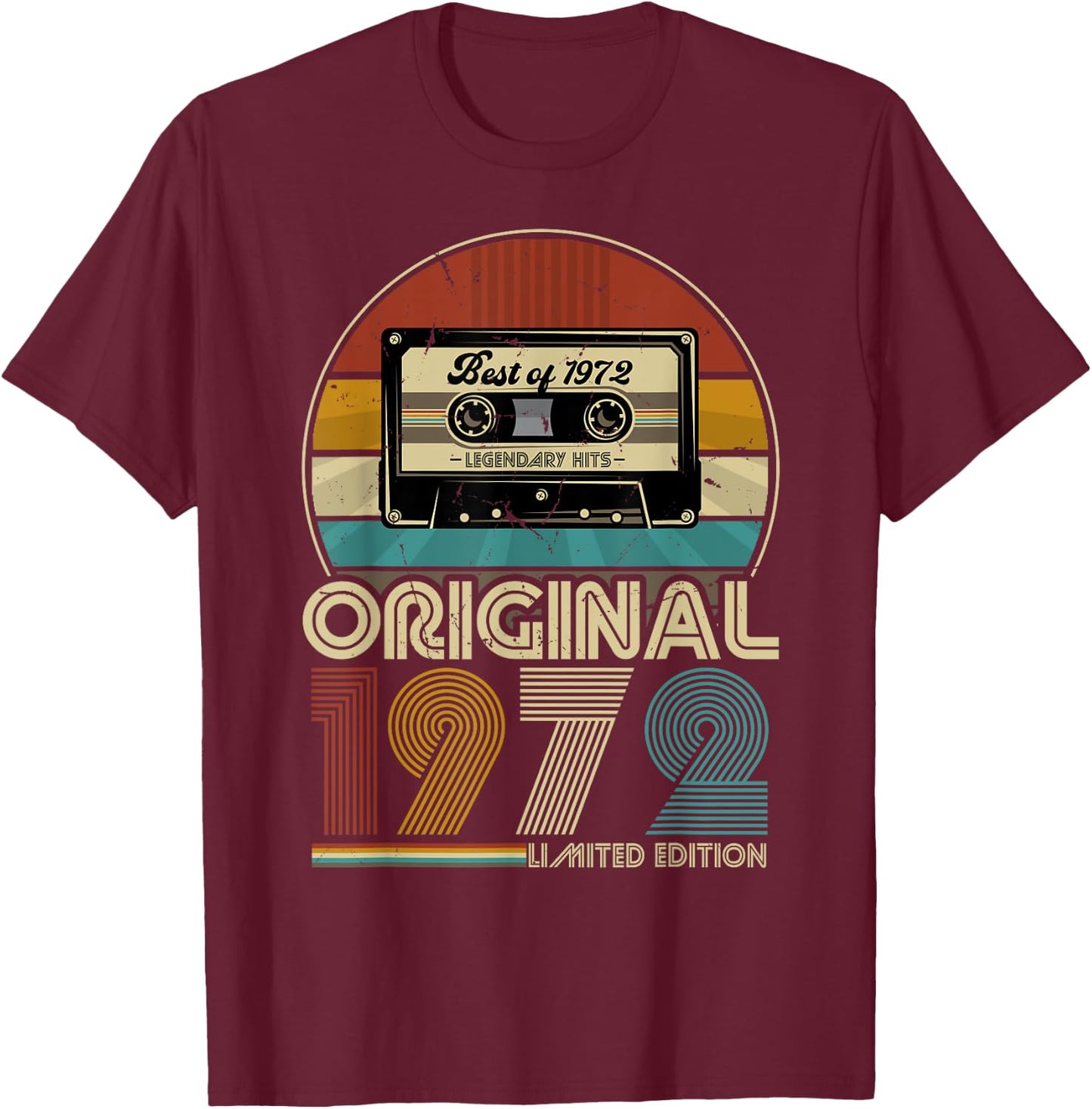 1972 Vintage 50. Geburtstag Retro Vintage Männer Frauen T-Shirt - T-Shirt | Maroon