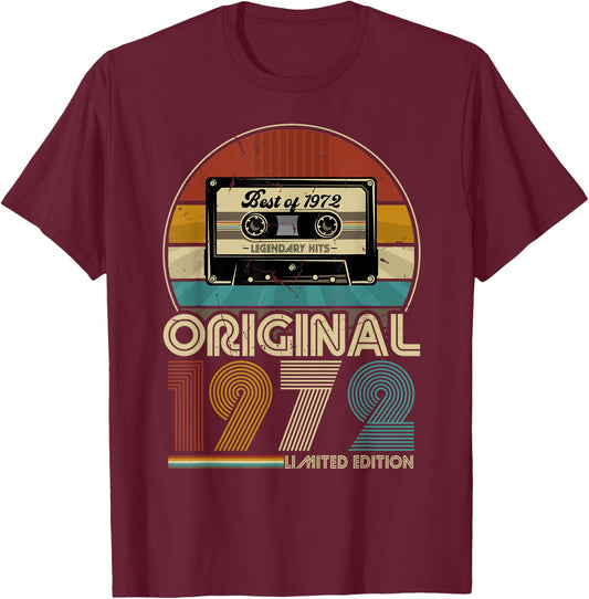 1972 Vintage 50. Geburtstag Retro Vintage Männer Frauen T-Shirt - T-Shirt | Maroon