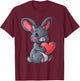 Niedlicher Hase Mit Herz Liebevolles Design T-Shirt - T-Shirt | Maroon