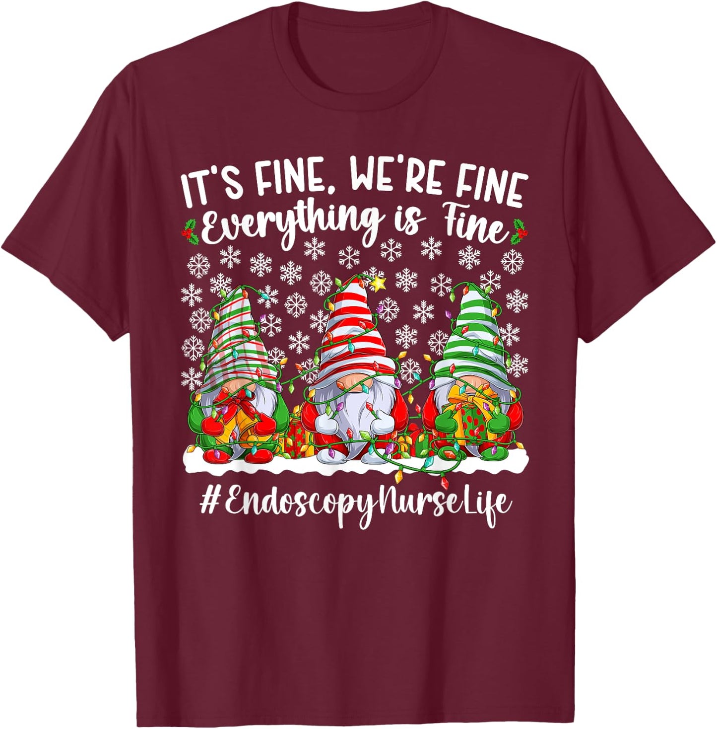Funny Endoscopy Nurse Christmas Endoscopy Nursing Xmas Party T-Shirt - T-Shirt | Maroon