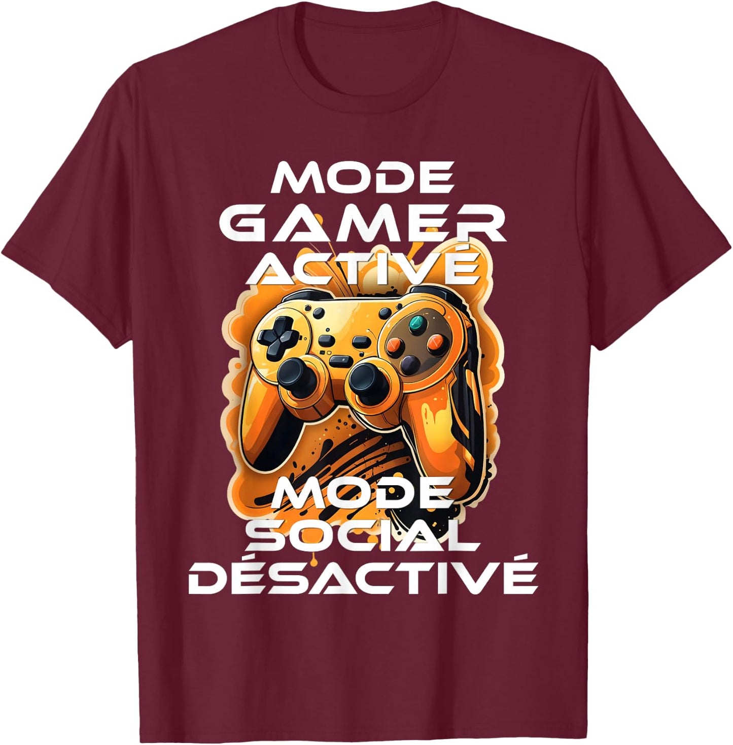 Gamer geek addicted video games teen console gaming humorous , Black, S T-Shirt - T-Shirt | Maroon