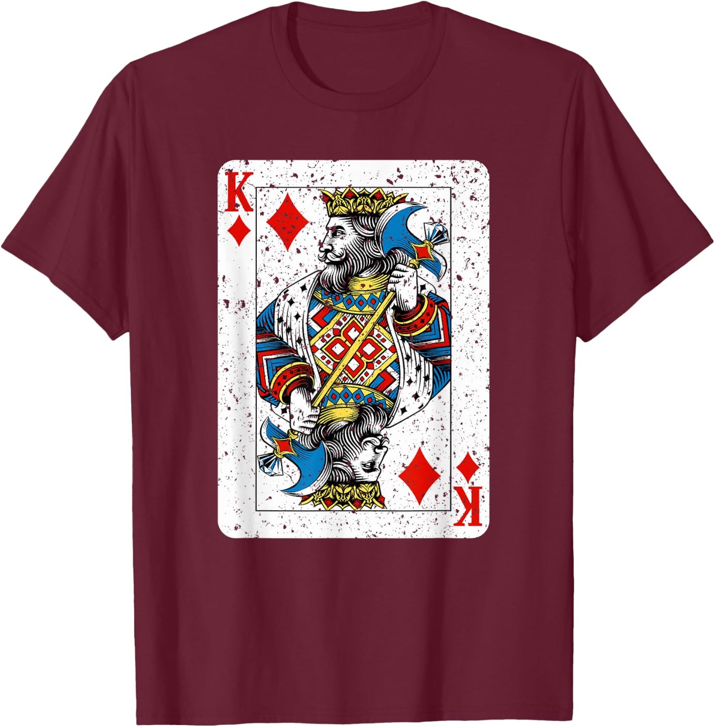 King of Diamonds Deck of Playing Cards Vintage Retro Style T-Shirt - T-Shirt | Maroon