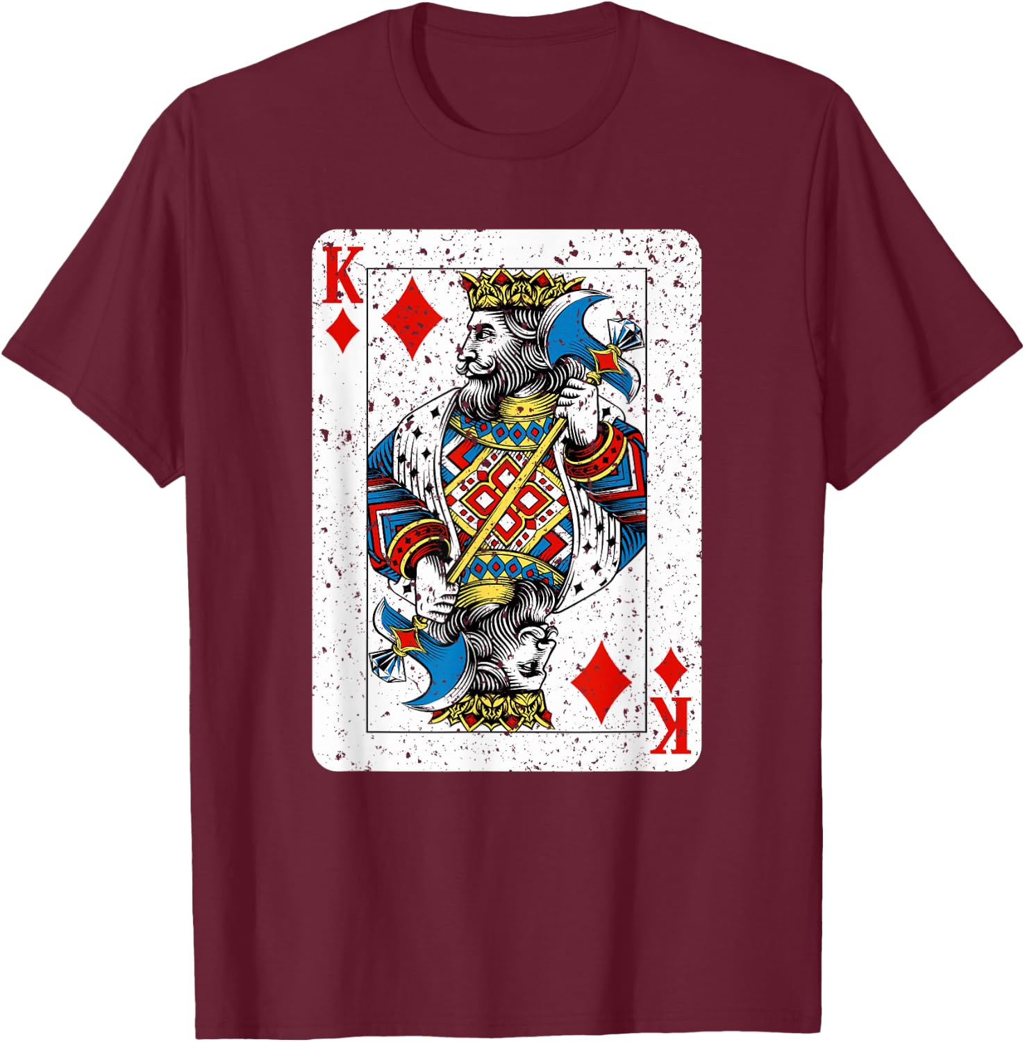 King of Diamonds Deck of Playing Cards Vintage Retro Style T-Shirt - T-Shirt | Maroon