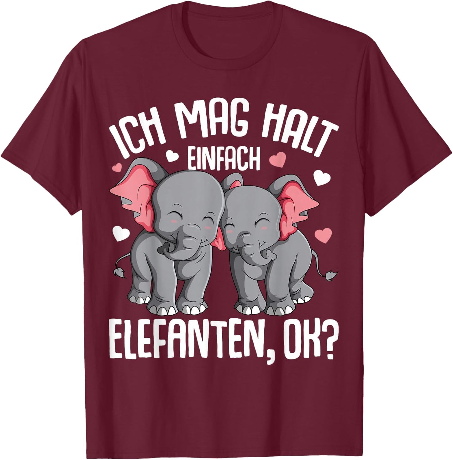 Ich mag halt Elefanten Damen Kinder T-Shirt - T-Shirt | Maroon