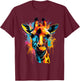Giraffe Artwork Wildlife Savanna Portrait Colorful Splash T-Shirt - T-Shirt | Maroon