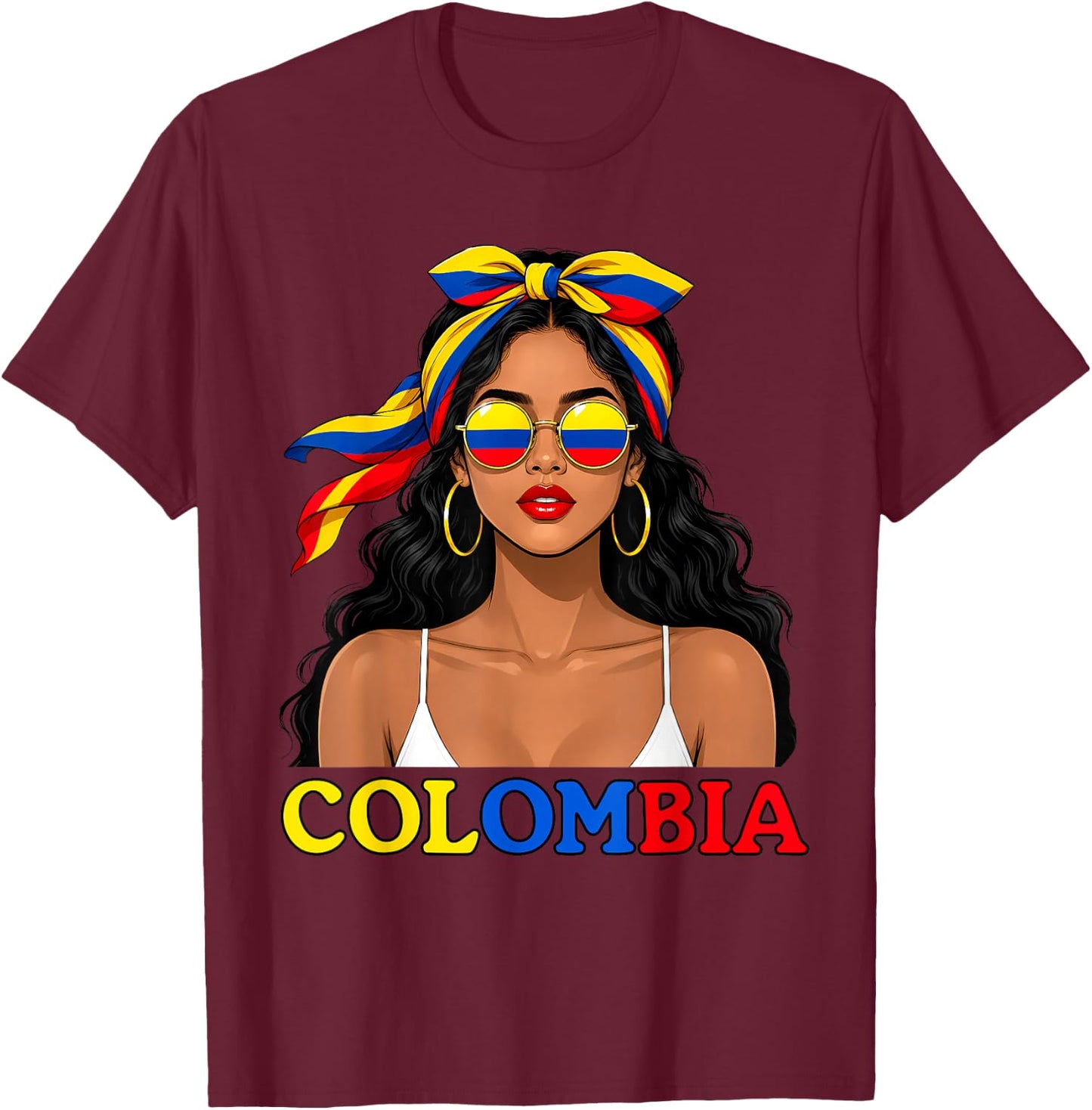 Colombian Woman Colombia Flag Roots Pride Patriotic Women T-Shirt - T-Shirt | Maroon