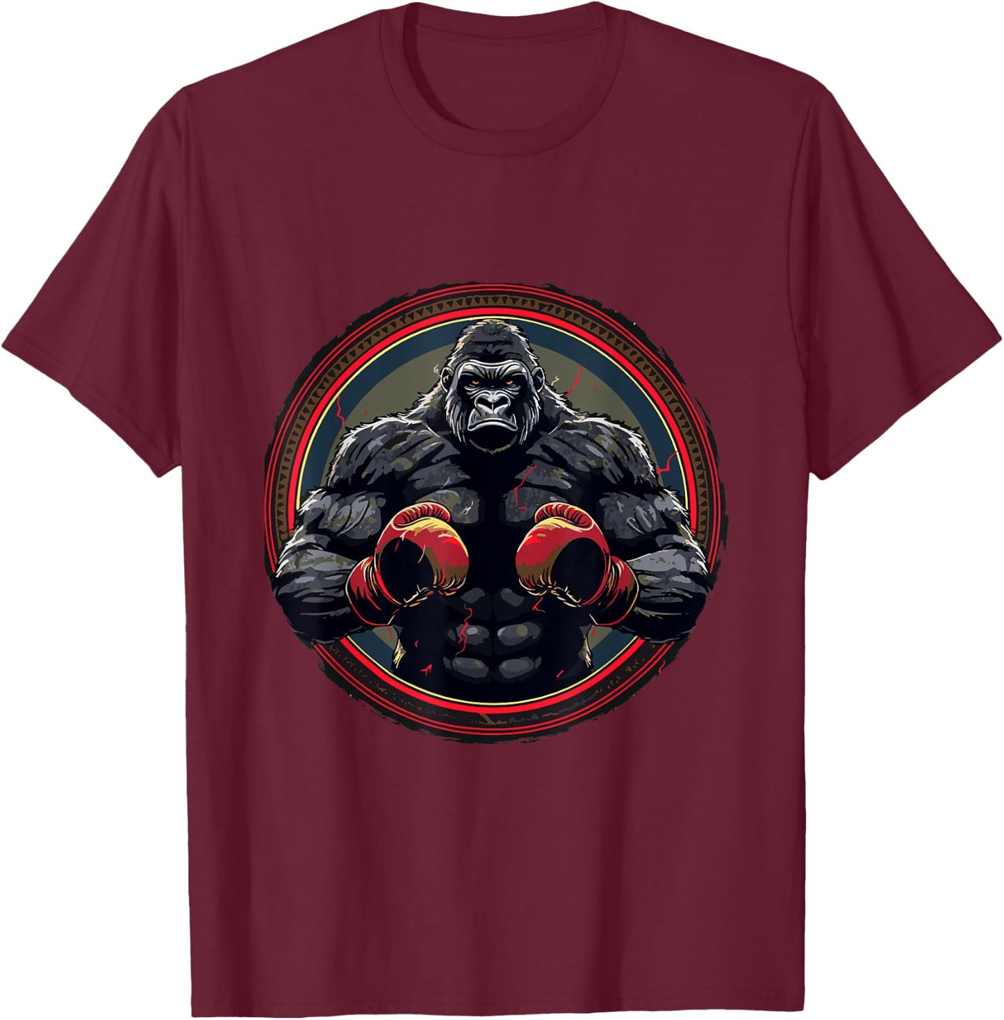 Silverback Gorilla with Boxing Gloves | Boxing Fighter Boxer T-Shirt - T-Shirt | Maroon