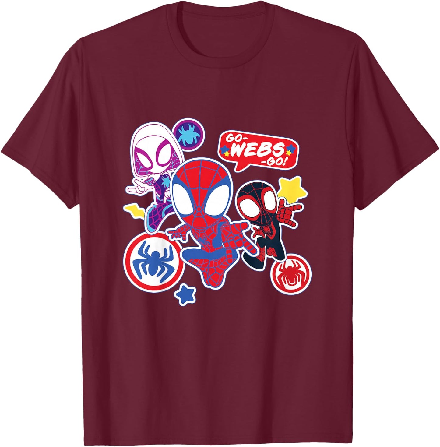 Kinder Marvel Spidey and His Amazing Friends Go-Webs-Go Boys T-Shirt - T-Shirt | Maroon