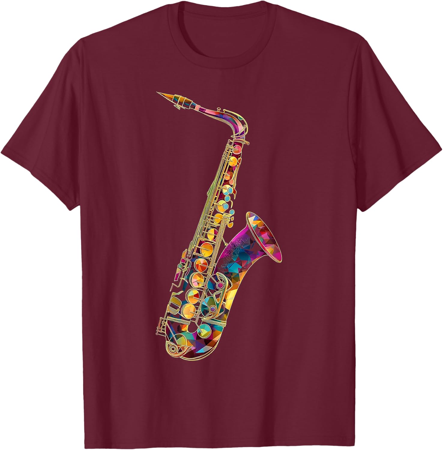 Saxophone Music Instrument Motif Artwork Saxophone T-Shirt - T-Shirt | Maroon