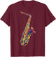 Saxophone Music Instrument Motif Artwork Saxophone T-Shirt - T-Shirt | Maroon