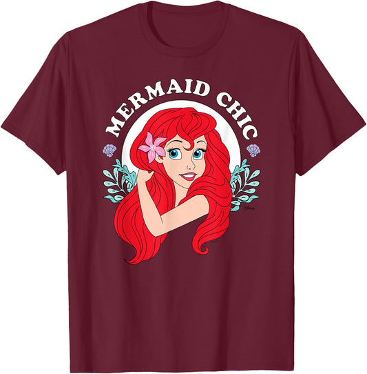 Disney Princess - Mermaid Chic Ariel T-Shirt - T-Shirt | Maroon